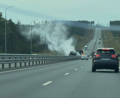 В эти минуты на трассе между Сызранью и Тольятти горит грузовая фура: фото