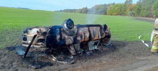 Под Сызранью перевернулись и сгорели «Жигули» без номеров