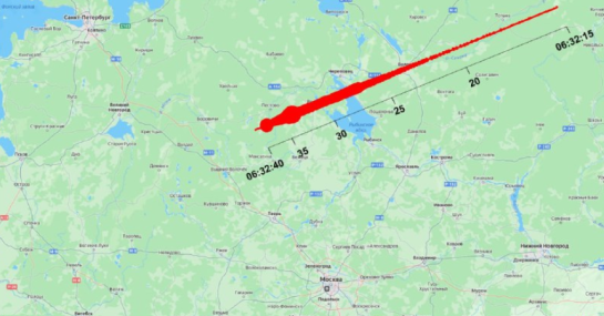 Влетевший в атмосферу Земли на огромной скорости метеорит взорвался на 20-й секунде полета