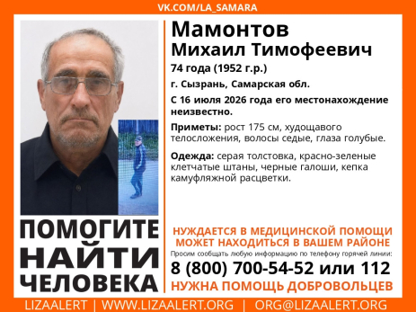В Сызрани пропал нуждающийся в медицинской помощи Михаил Мамонтов